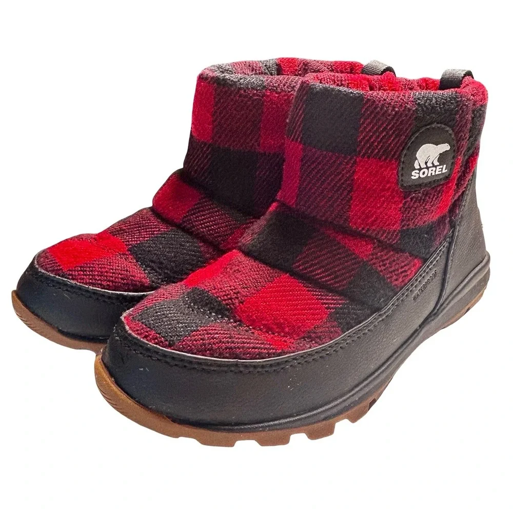 Sorel Out N About Puffy Buffalo Plaid Waterproof Ankle Boots Size 7.5 Gorpcore